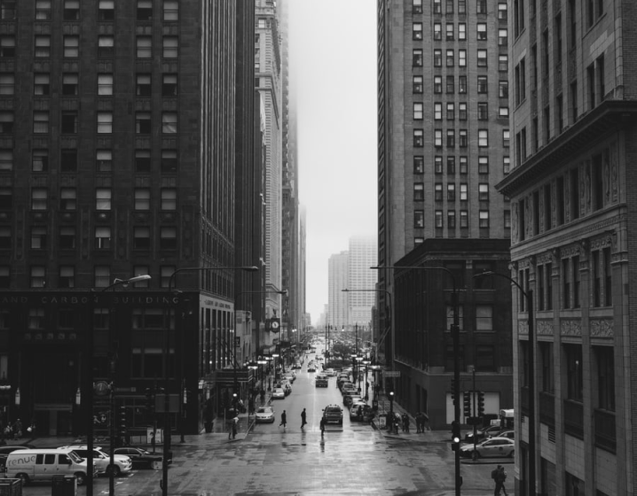 big city rainy avenue